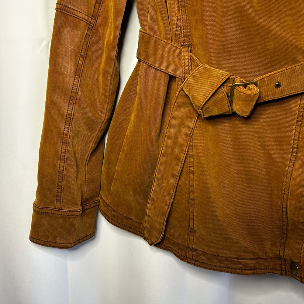 Anthropologie M Brown Everyday Belted Moto Jacket Trench Coat - Picture 7 of 11